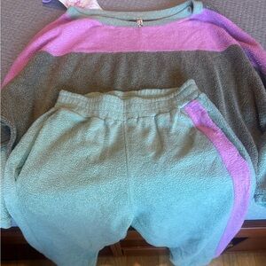 Intimately Free People Blue Monday Fleece Joggers In Valley Girl Combo Green XS